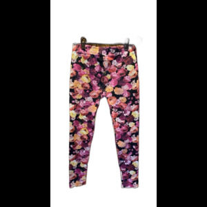 George Leggings Size Medium Rose Floral Print  Warm Fabric Pink Yellow Purple